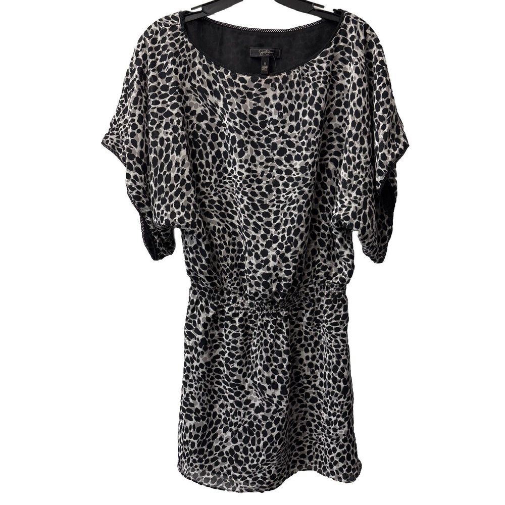 NWOT Jessica Simpson Black Leopard Dolman‎ Sleeve Blouson Mini Dress Small